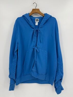 Prairie Underground Oversized No Bounds Hoodie Tie Closures in Cerulean Blue M